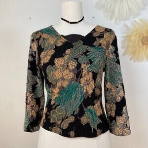Vintage Mirasol Womens Y2K Top Size L Forest Fairy Grunge Whimsigoth Dark Floral